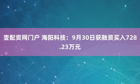 壹配资网门户 海阳科技：9月30日获融资买入728.23万元