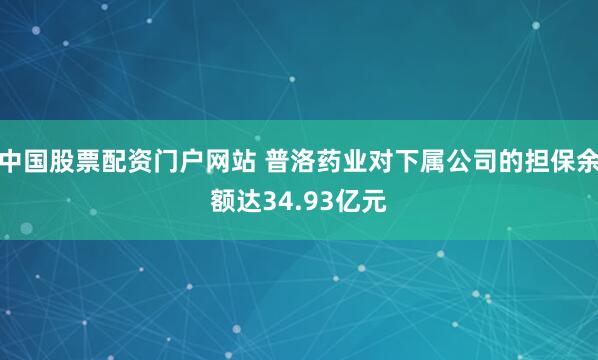 中国股票配资门户网站 普洛药业对下属公司的担保余额达34.93亿元