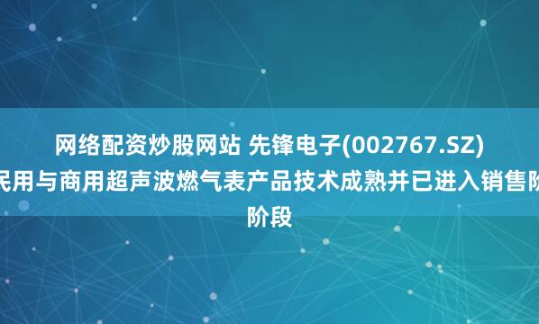 网络配资炒股网站 先锋电子(002767.SZ)：民用与商用超声波燃气表产品技术成熟并已进入销售阶段